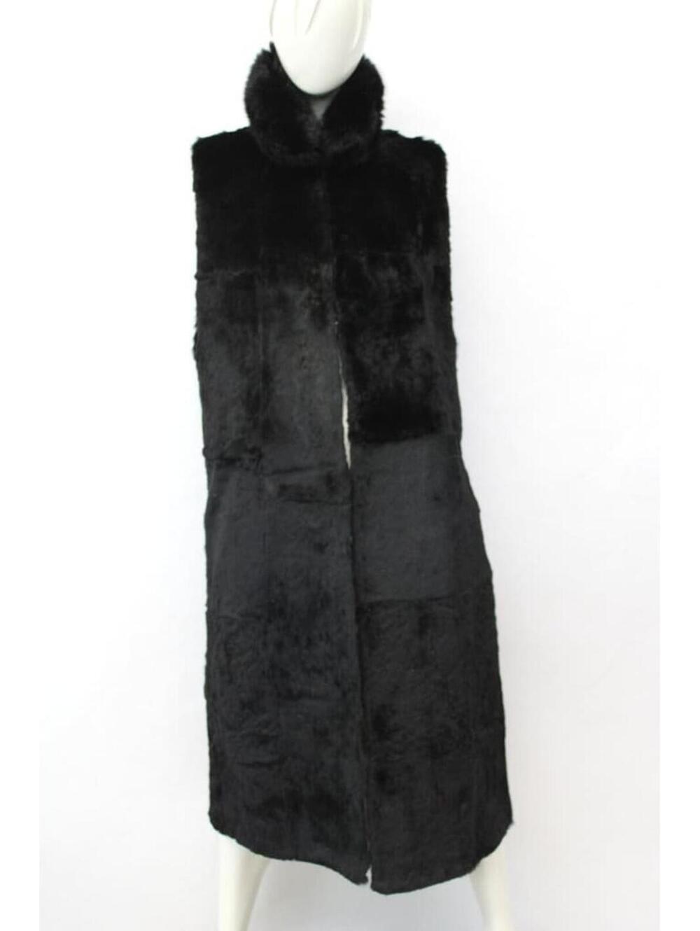 Excellent Black Sheared Rabbit & Opossum Fur Vest Women Woman Size 6 Small
